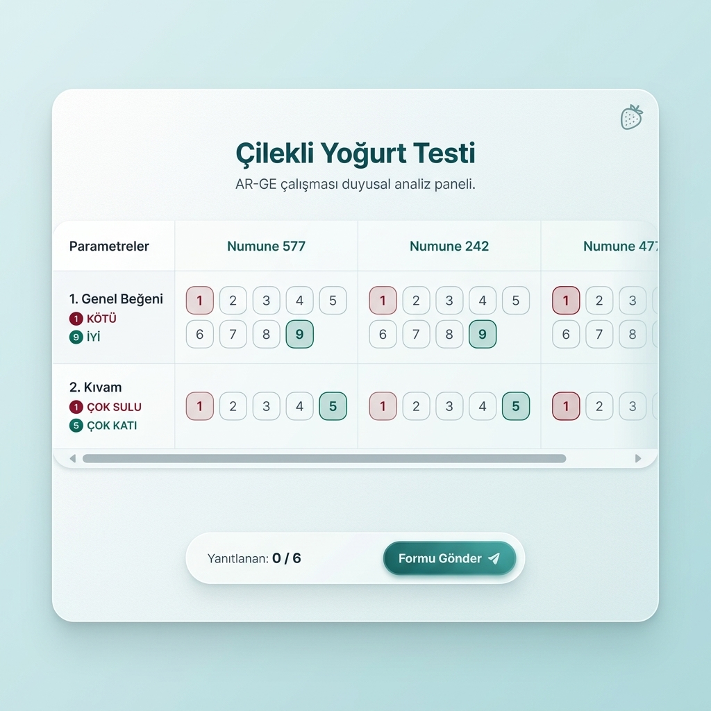 Tablet Uyumlu Tadım Testi Formu